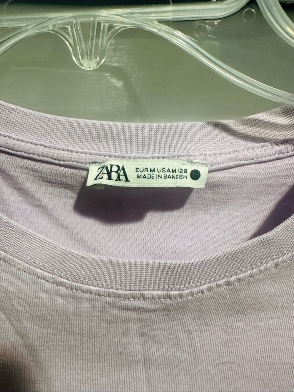 ZARA Lavender Crew Neck Tee Size Medium - Picture 2 of 3